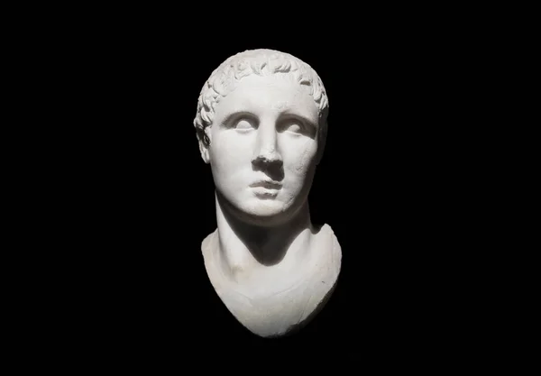 Antiguo Busto Griego Hombre Aislado Sobre Fondo Negro Museo Arqueología —  Fotos de Stock