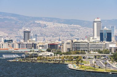View of Izmir city from a distance. Izmir is the third biggest city of Turkey. clipart