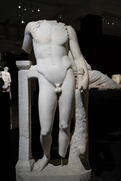 Marmorstaty Antika Grekiska Guden Apollon Århundradet Istanbuls Arkeologiska Museum Turkiet — Stockfoto