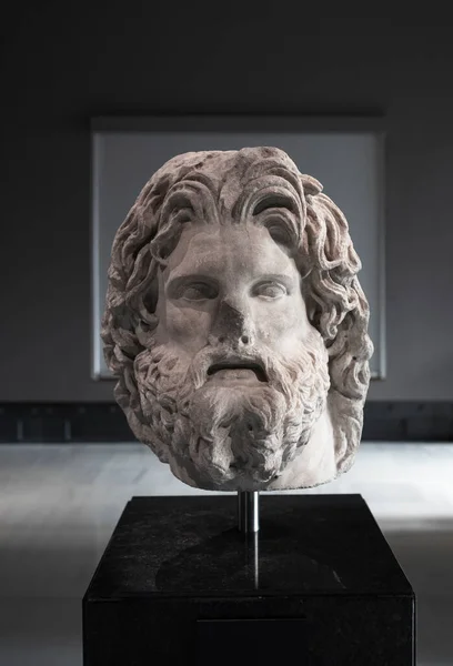 Marble Head Sculpture of Greek God Zeus, 3rd-2nd century BC from Troy.