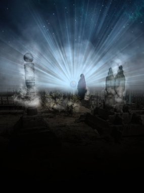 Person walking in the graves 