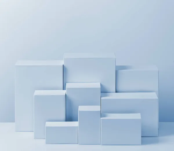 Cajas Blanco Azul Sobre Azul — Foto de Stock