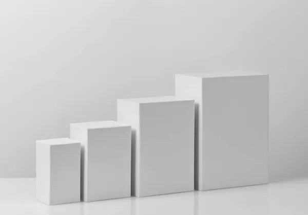 Tamanhos Diferentes Caixas Brancas — Fotografia de Stock