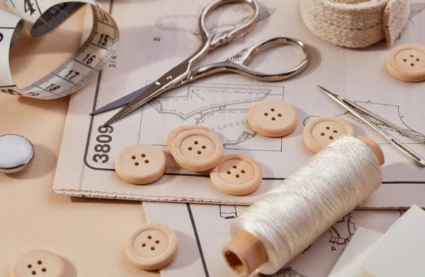 Sewing Accessories Top View — Stock Photo, Image