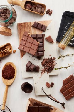 Homemade chocolate on kitchen counter