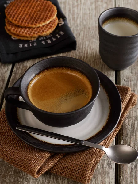 Cup Coffee Milk Sweets — Stockfoto