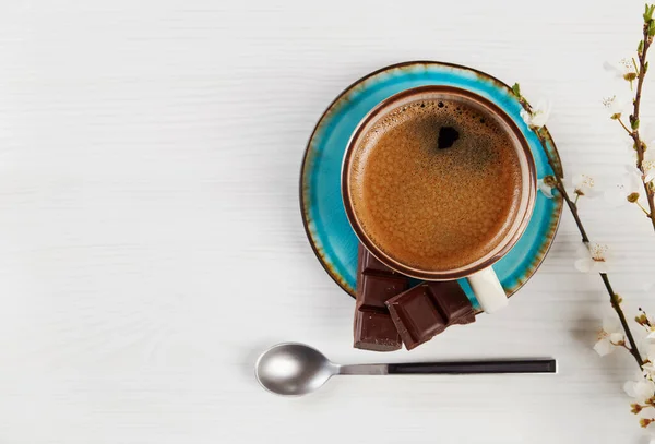 Coffee Cup Chocolate Bars Copy Space — Stockfoto