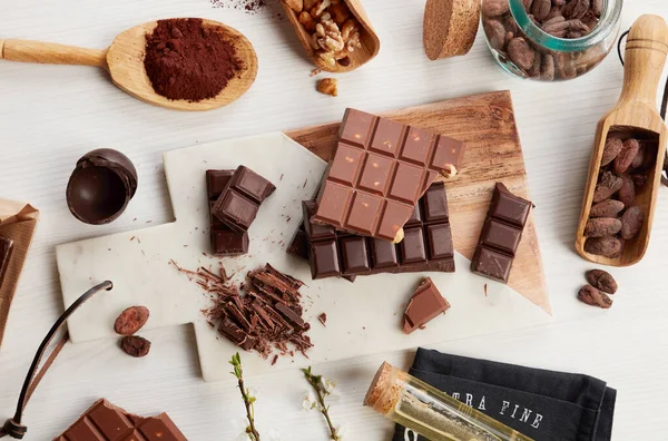 Homemade chocolate on kitchen counter
