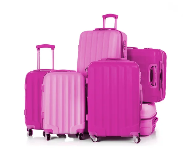 Pinkfarbener Kofferraum Auf Weißem Grund — Stockfoto