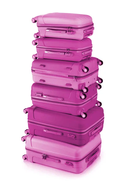 Pink Luggage Stack White — Stock Photo, Image