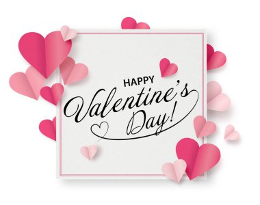 Pembe kalpler sevgililer günü kartı.