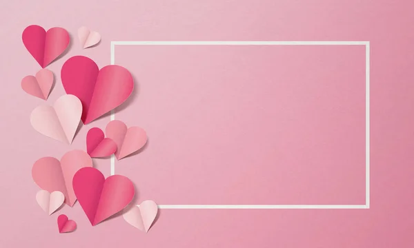 Herzen Aus Papier Auf Rosa Hintergrund — Stockfoto