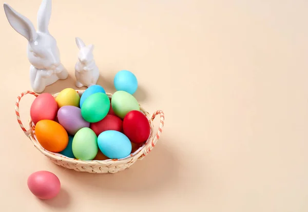 Huevos Pascua Una Cesta — Foto de Stock