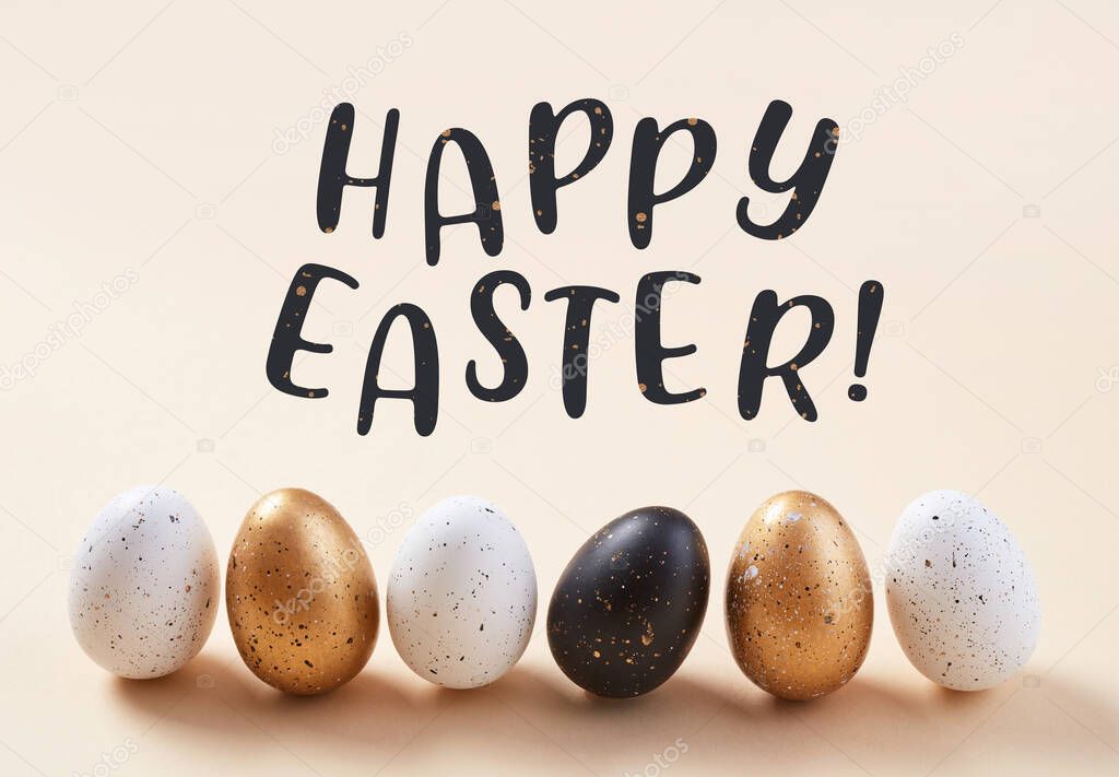 Black, golden and white Easter eggs