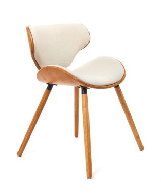 Beyaz arka planda tahta sandalye