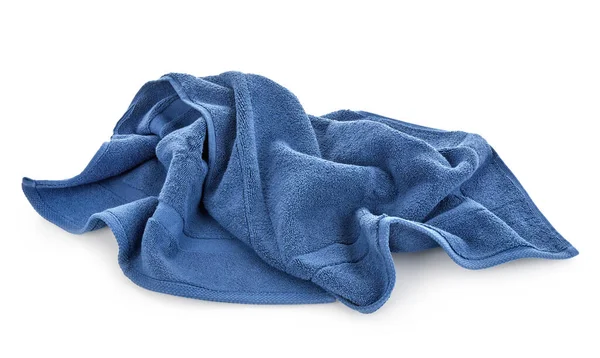Blauwe Handdoek Witte Achtergrond — Stockfoto