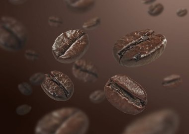 Beyaz arka planda kavrulmuş kahve çekirdekleri