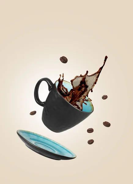 Falling Cup Coffee Splash — Stock Photo, Image