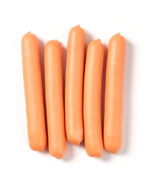 Beyaz Arkaplanda Çiğ Tavuk Hotdogları