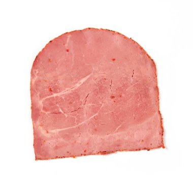 Beyaz üzerine pastırma dilimi.