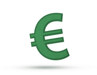 Kağıt, beyaz arkaplanda avro simgesini kesti