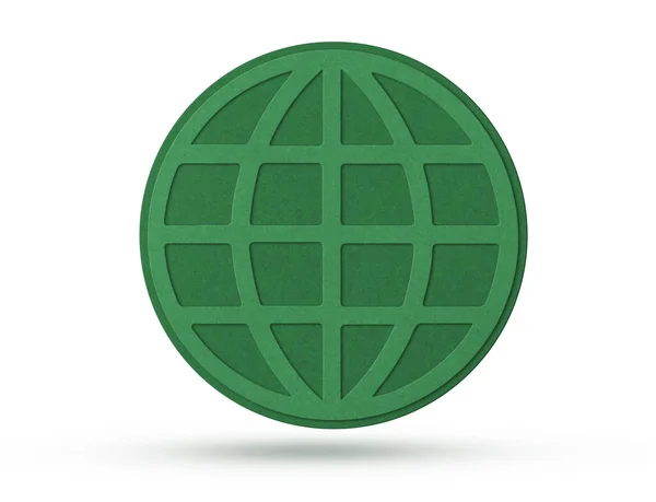 Ikona Globu Cięcia Papieru Białym Tle — Zdjęcie stockowe