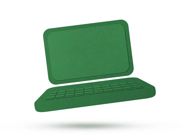 Papiergeschnittenes Laptop Symbol Auf Weißem Hintergrund — Stockfoto