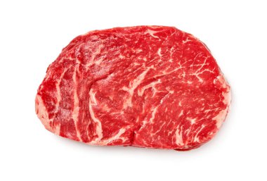 Beyaz arka planda biftek.