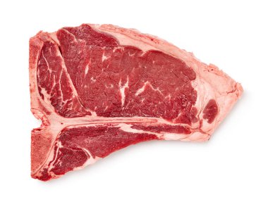 Çiğ T-Bone Bifteği Beyazda İzole Edildi