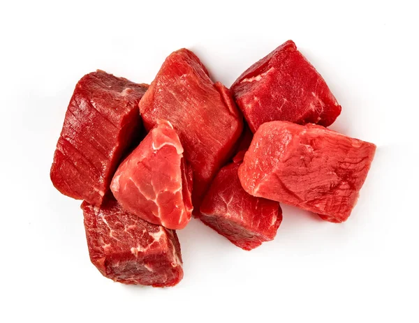 Cubo Carne Carne Carne Cortada Branco — Fotografia de Stock