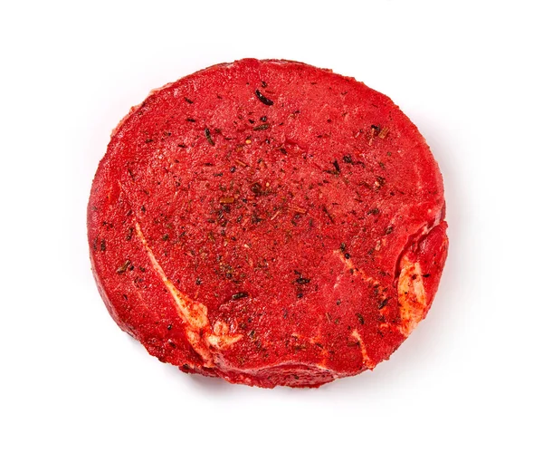 Bife Cru Carne Fundo Branco — Fotografia de Stock