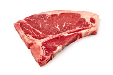 Çiğ T-Bone Bifteği Beyazda İzole Edildi