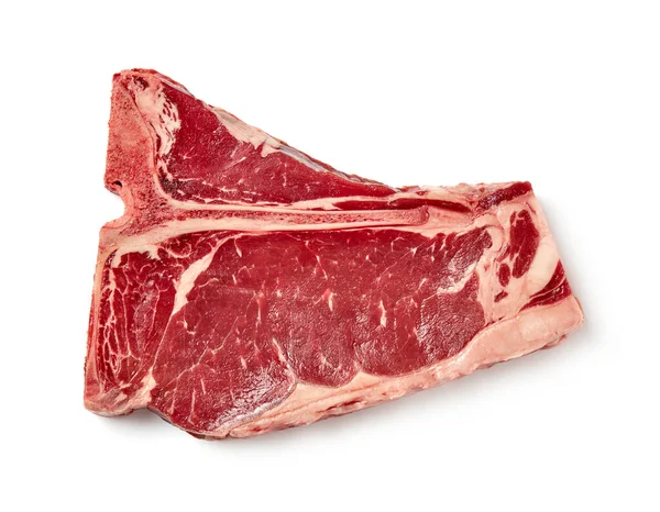 Bife Bone Cru Isolado Branco — Fotografia de Stock