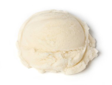 Beyaz arka plan üzerinde vanilyalı dondurma Kepçe