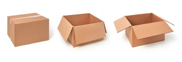 Cardboard Boxes Open White Background — Stock Photo, Image