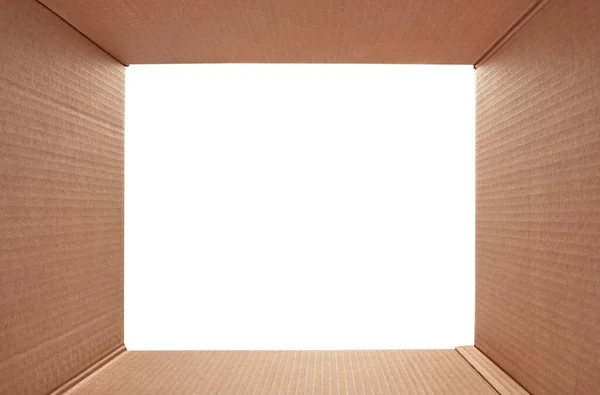 Beyaz Arkaplanda Karton Kutu Açık — Stok fotoğraf