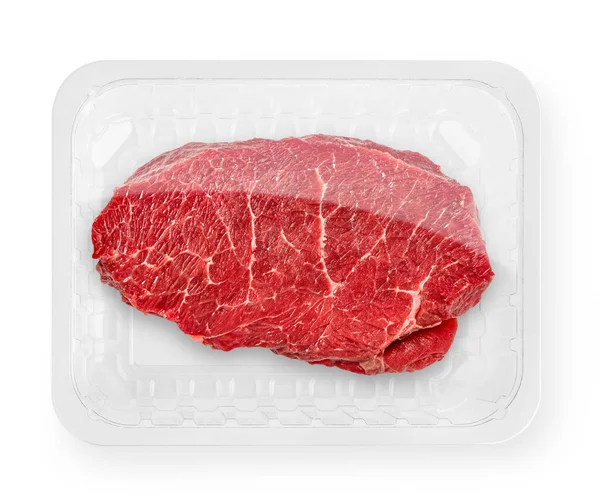 Βοδινό Κρέας Συσκευασμένο Λευκό Φόντο — Φωτογραφία Αρχείου