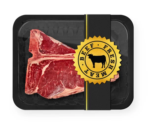 Beyaz arka planda vakumlu sığır eti