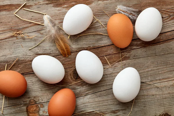 Huevos Pollo Sobre Madera — Foto de Stock