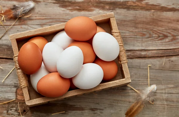 Huevos Granja Bandeja — Foto de Stock