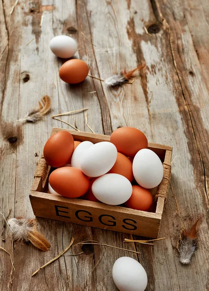 Huevos Granja Bandeja — Foto de Stock