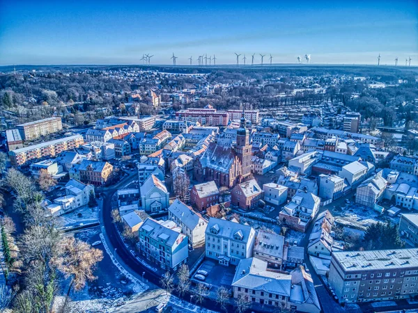 Spremberger Kreuzkirche Von Oben Blauer Himmel — Zdjęcie stockowe