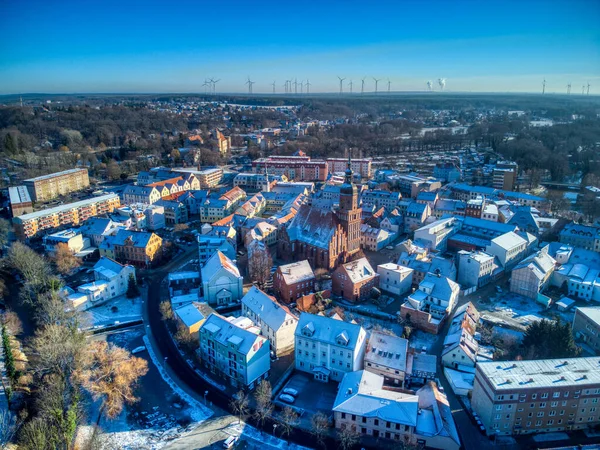 Spremberger Kreuzkirche von Oben Schnee 