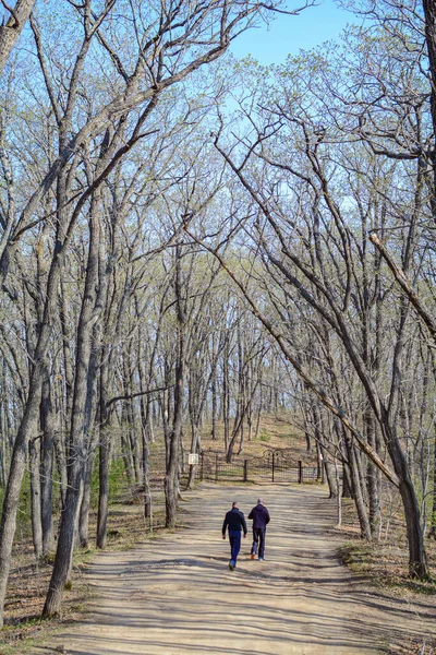 公園を通って2人の男が — ストック写真