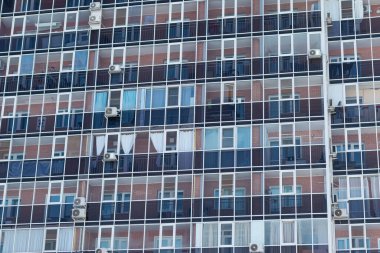 Residential complex. Business class apartments with a bright and colorful facade. Modern architecture. The facade of the house.