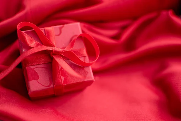 Red Giftbox Red Background Valentine Day — Fotografia de Stock