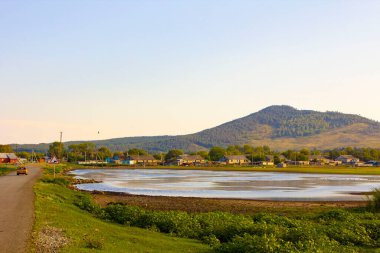 Endless steppes of northern Kazakhstan, front and back background blurred