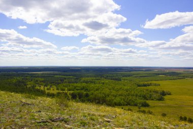 Endless steppes of northern Kazakhstan, front and back background blurred