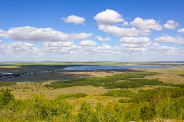 Endless steppes of northern Kazakhstan, front and back background blurred