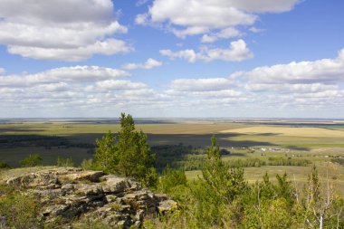 Endless steppes of northern Kazakhstan, front and back background blurred